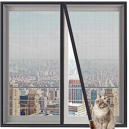 Protective Window Mesh with Zipper for Cat, Custom Size Cats Window Safety Net for Cats Protection, Fly Screen Self-Adhesive Netting Anti-Mosquito Insect,Custom Size,Custom Position