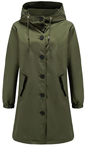 YUE Leicht Regenjacke Damen Wasserdicht Atmungsaktiv Regenmantel mit Kapuze Outdoorjacke Windbreaker Übergangsjacke Einfarbig Zipper Regenponcho für Camping,Outdoor Trekking (B, L)