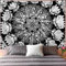 Arawat Wandteppich Mandala Schwarz Weiss Wandtuch Mandala Tapestry Gothic Wand Deko Wandteppich Aesthetic Mandal Wandteppiche Bohemian Wanddeko Mandala Wandbehang Boho Zimmer Deko (130 x 150cm)