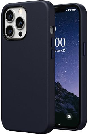 SURPHY Faux Leather Case Compatible with iPhone 13 Pro Case 6.1 inch, Premium PU Leather Case Cover (with Metallic Buttons & Microfiber Lining) for iPhone 13 Pro (Midnight Blue)