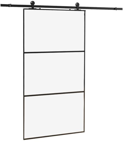 HPFloor | Glas-Schiebetür Ultra Mattglas 90 x 205 cm | ESG Sicherheitsglas | Aluminiumrahmen | Platzsparende & geräuschlose Tür | Inkl. Schiebetürsystem | Ideal für kleine Wohnungen | Gewicht: 32.7 kg