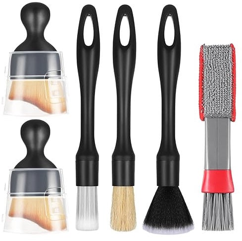 6 in 1 Auto Detailingbürste, 5 Stile Auto Innenreinigung Weiche Bürste, Feine Staubpinsel Autowaschbürste Detailing Pinsel Reinigungspinsel Auto Innere Pinsel für Auto-Wartung