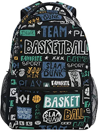 Aotximlat Basketball-Graffiti-Rucksack für Mädchen und Jungen, Schüler, Schultasche, Büchertasche, Reise, Laptop-Rucksack, Geldbörse, Tagesrucksack, siehe abbildung, One size