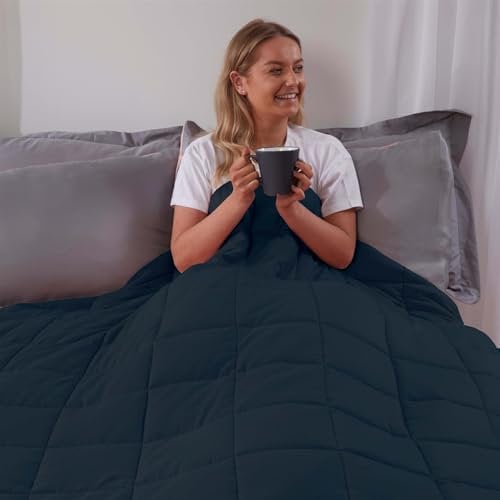 Brentfords Weighted Blanket 6kg Navy, Anti Anxiety Weighted Blanket Adult Double Bed Insomnia Sleep Weight Blanket Stress Relief, 125 x 180cm Navy Blue - (Disclaimer Only suitable for age 3+ years)