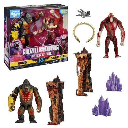 MonsterVerse - Godzilla x Kong, Set mit 2 beweglichen Figuren, 15 cm, Kong vs Skar King, für Kinder ab 4 Jahren, MN3042