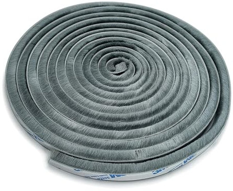 HNNHOME Draft Excluder for Doors, Self-Adhesive 5 Meter Brush Seal Strip, Draught Exclude for Sliding Doors, External Door, Window (Grey, 5M x 9mm x 9mm)