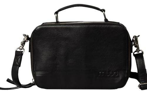 Frida's Wollhaus muud Lilly handgefertigte Umhängetasche Leder für Strickutensilien in 2 Farben (Schwarz)