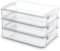 Citylife 3 Pack Acrylbox Aufbewahrungsbox mit deckel Bürobedarf, Stapelbar Transparent Stiftebox, Plastikbox für die Organisation von A4 Papier, Aquarellstift, Dokument, Büro, Foto(Groß)