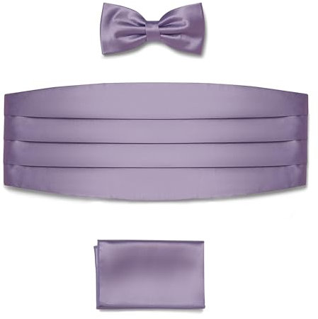 BRERA 67 Set Kummerbund Einstecktuch und Fliege Herren für Anzug aus Seide, violett, größe L-XL | Fliege mit Einstecktuch Accessoires-Set für Smoking Herren | Gürtel für Abendkleid