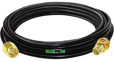 GTIWUNG Adaptateur RP SMA Mâle-Femelle, Câble Coaxial RG58 3m, Rallonge Antenne WLAN, Câble d'Extension pour Antenne (50 Ohm)