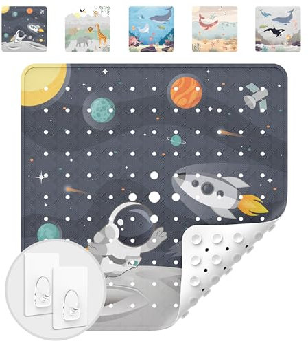 avakido® Duschmatte rutschfest Kinder - 100% BPA frei Inklusive 2 Haken zum Trocknen - Antirutschmatte, Duscheinlage - schimmelresistent & maschinenwaschbar