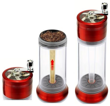 Spice Grinder 3-in-1 Hand Crank Loader Roller Crusher Filler Flower Buds Milling Grinding Storage with Magnetic Lid