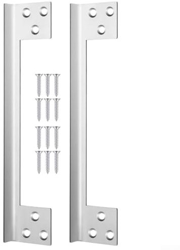 Zoegneer A forma di L, in acciaio , protezione invisibile per serratura della porta esterna, protezione di sicurezza (17,8 cm)
