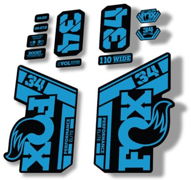 Gabel Ersatz Aufkleber kompatibel für Fox 34 2021 Performance Elite Serie Blau (matt)