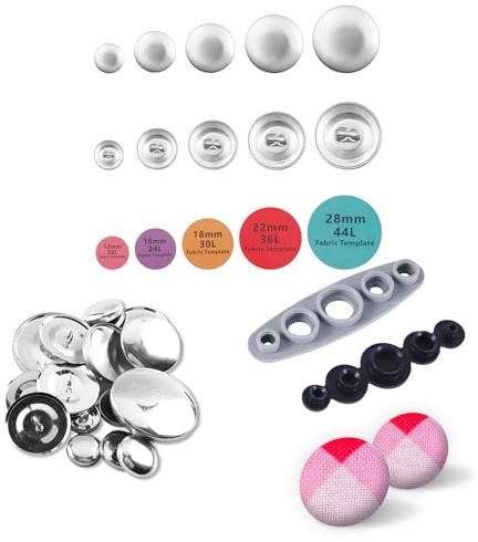 100stk Knopfabdeckungen, Knopfabdeckungsset mit Werkzeug | 5 Größen DIY-Stoffknöpfe Set mit Stoffbezogenen Knöpfen zum Herstellen Eigener Knöpfe für Liebhaber des Bastelns