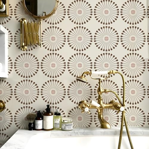 CIAODEKO Blumenfliesen Fliesenaufkleber Matte Textur Zuhause Aufkleber Vintage Wasserdicht Abnehmbar Wandbild DIY Badezimmer Küche Dekoration