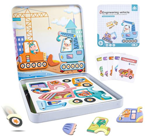 ASTARON Magnetspiel Magnetische Puzzle für Kleinkinder, Pädagogisches Reisespiel Auto-Flugzeug Aktivitäten für Kinder, Kinder ab 3