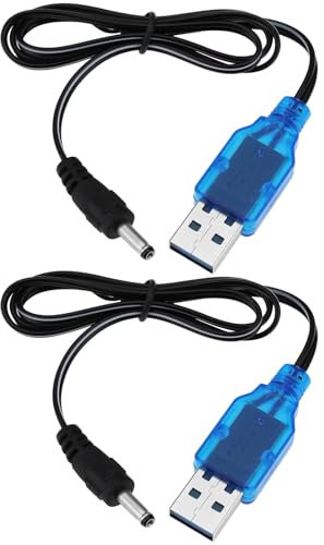 VGOL 2 Pièces Câbles de Chargeur de Batterie Alimentés par USB 3,7V 3,5mm pour Voiture RC Câble de Charge de Batterie Au Lithium de 60cm pour Drone RC Quadcopter WiFi FPV Drone Avion