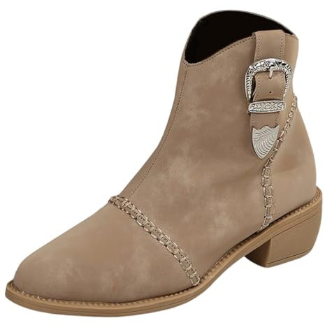 Stivali Donna Tacco Basso Stivali Donna con Tacco Coperto Stivali Donna Cowboy Stivali Monta Western Stivali con Tacco Stivaletti con Pelo Donna Stivali Motocross
