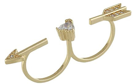 Ousidiman Amor-Herz-Pfeil-Ringe für Frauen, verstellbar, zwei Finger, Zirkonia, Schmuck, für Hochzeitspaar, Geschenke