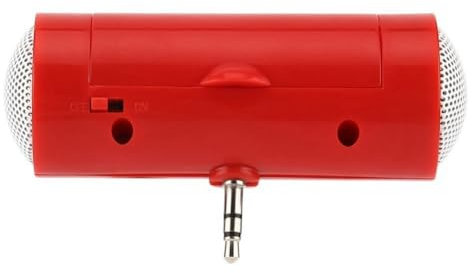 Sefdrert Mini altavoz portátil de 3,5 mm, mini altavoz amplificado, Plug and Play, para teléfonos móviles y tabletas, color rojo