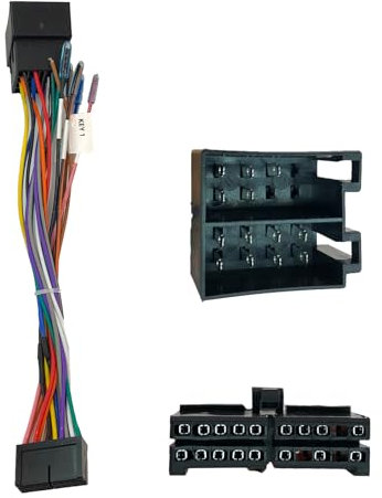 SPTSSWET 20-poliger ISO-Autoradio Adapter ISO Kabeladapter Ersatz Universal-Zubehörkabel mit Lenkrad- und Rückwärtssteuerungslinien Kompatibel mit DIN-Bildschirm Autoradio