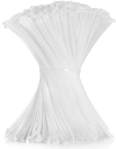 Cehony - Confezione da 1000 fascette bianche per cavi, 300 mm x 4,5 mm, resistenti alla trazione, 22,7 kg, in nylon e plastica trasparente, per esterni, multiuso, autobloccanti, resistenti ai raggi UV