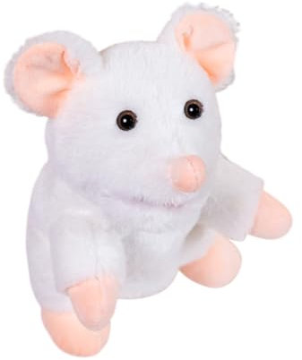 Aublinto Cartoon Plush Toy Tier Handpuppe, Liebreiziges kleines Kreaturen Handpuppe für fantasievolles Spielen, Kids aus PP-Watte White Maus