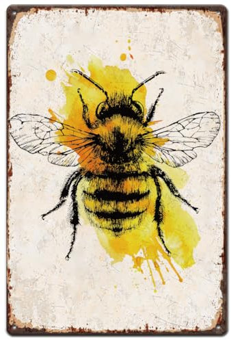 SUPERDANT Metallschild Biene Blechschild Honig Retro Blechschild Insekt Metallschilder Hummel Vintage Schild Retro Metallposter Lustiges Dekor Für Wohnzimmer Zuhause Schlafzimmer Küche