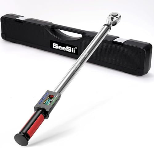 Seesii Chiave dinamometrica digitale, attacco da 1/2 pollice (340 N.m), precisione ±2%, regolazione in 3 velocità, con cicalino e luce LED per la manutenzione auto DH340
