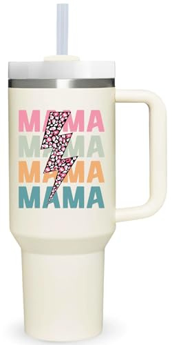 Mama Gift.1,134 g Mama Tumbler con manico. Tazza per mamma. Tumblers Mama Tumblers. Tazza per la festa della mamma. Bicchiere da 1,18 l per compleanno, anniversario, Natale, regalo per mamma da figlia