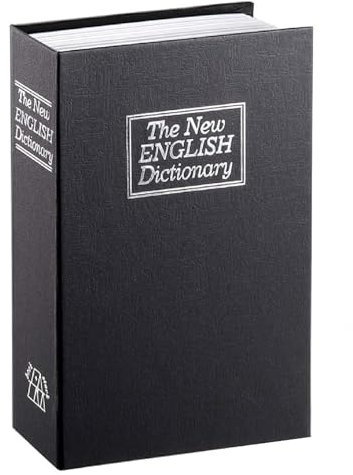 Diversion Book Safe Storage Box, Dictionary Secret Safe Can Stash Secret Book Security Locker with Key, Portable Cash Jewelry Storage Box Case Lockable Book(Black, Key)