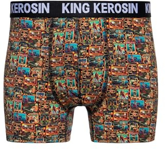 King Kerosin Herren Boxershorts • Unterwäsche • Vintage • Retroshorts • Unterhosen Männer Mit Stretch • Elastisch • Baumwolle • Retro • Seventies • 70er Seventies
