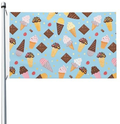 Hanging Flag Süßes Eis Druck Wetterfeste Fahne Mit Metall-Ösen Fahnen Für Party Feiertage Hof 90X150cm