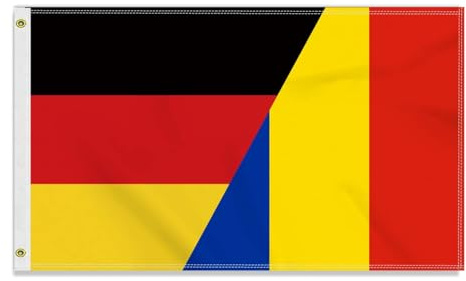 Große 90×150 CM Deutschland Rumänien Flagge, großes 150D Deutsch Rumänisch Freundschafts banner,Strapazierfähige Deutschlandfahne Doube-Seitendruck Dekor Messingösen large Romania
