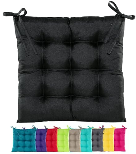 JACK Outdoor Stuhlkissen 38x38cm Lounge Kissen Auflage Wasserfest Sitzkissen Garten Lotus Effekt, Farbe:Schwarz