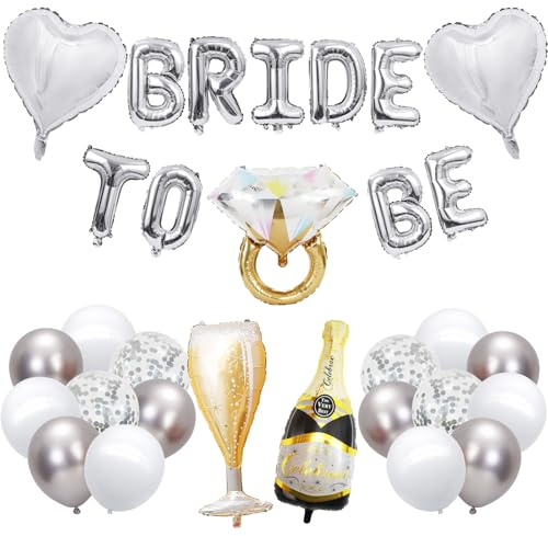 Koboko Bride to Be Deko Ballons, Junggesellenabschied Frauen Deko Luftballons Silber, Jga Deko Frauen Folienballons, Silber Ballon für Junggesellenabschied Deko,Hochzeit,Bachelorette Party Deko