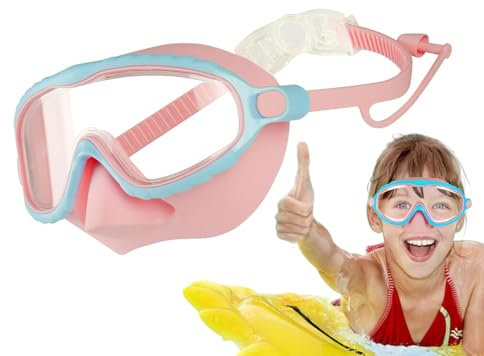 Lunettes de plongée avec masque de nez, anti-buée et anti-fuite pour fille de 4 à 16 ans