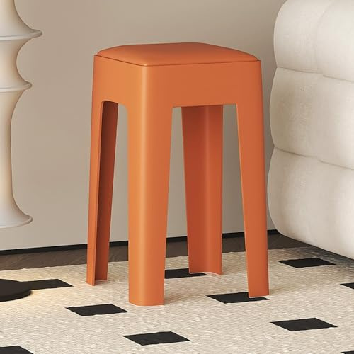 Moderner Barhocker Stapelbare Hocker 46cm, Kunststoff Barstuhl Wasserdicht Tresenhocker, Ergonomisch Design Stapelstuhl, Für Küche, Esszimmer, Garten(Orange)