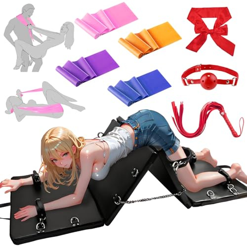Sex Bondage Bett Sexmöbel, Tokhub BDSM Sex Bondage-Sets | Wert über 200 €, Tragbare Faltbare PU Leder Kits mit Handschellen, Fesseln Ausrüstung für Erwachsene, SM Sexspielzeug für Paare&Ausflüge