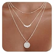 Meteorstarry Silver Necklaces for Women,Dainty Triple-Layered Sterling Silver Long Choker Chains for Ladies,Adjustable Waterproof Pendant Necklace Chain Costume Jewellery for Girls