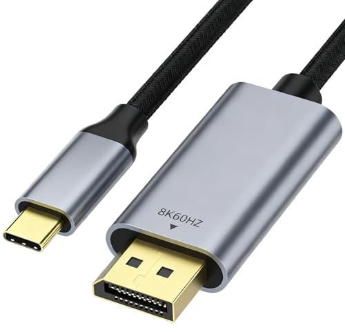 Distorris USB C to DisplayPort Cable 1.4 2M/6.6FT USB C to DP Adapter 8K@60Hz 4K@240Hz Type-C Thunderbolt 3/4 to DP Cables10 Gbps for MacBook Pro/Air, iPhone 16/15, iPad, Galaxy, Mac mini