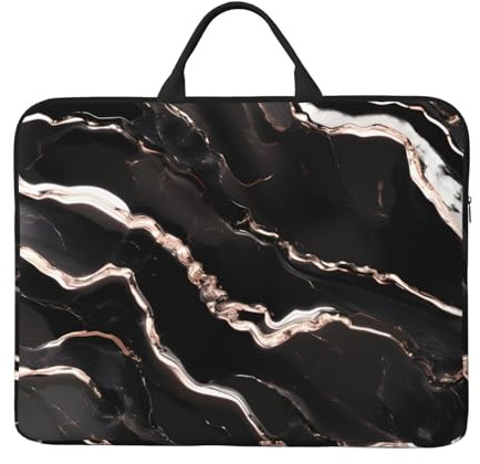 Black Rose Gold Marble Print Notebook Bag Lightweight Waterproof Laptop Case Sleeve For School Office Travel