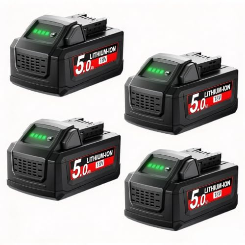 4X 5,0 Ah/5000mAh M18 Akku für Milwaukee | Ersatz für Milwaukee 18V-Akku 48-11-1810, 48-11-1820, 48-11-1850, 48-11-1828, für kabellose Elektrowerkzeuge mit Ladeanzeige