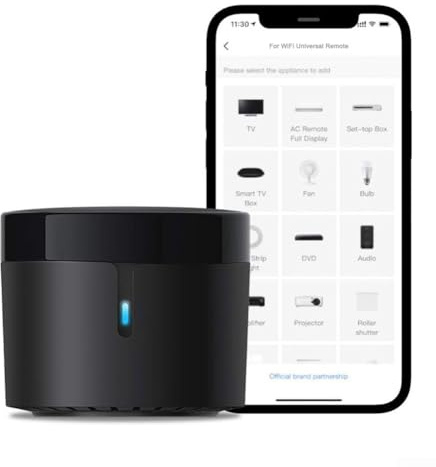 RM4 Mini-IR-Fernbedienung für Infrarot-Geräte, für Alexa und Google Home, unterstützt 50.000+ TV-AC-Geräte, funktioniert mit Broadlink-App über FastCon-Technologie, Schwarz