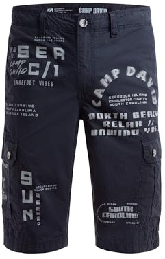Camp David Herren Cargo Shorts mit vielen Label Prints