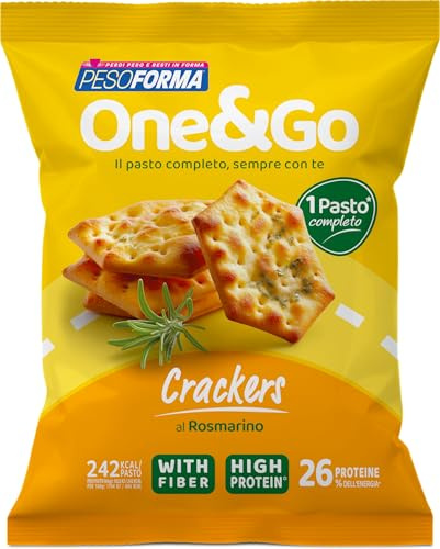 Pesoforma | One&Go Pasto Sostitutivo Crackers al Rosmarino, 60g, 1 Pasto Completo, 242 kcal, High Protein, With Fiber