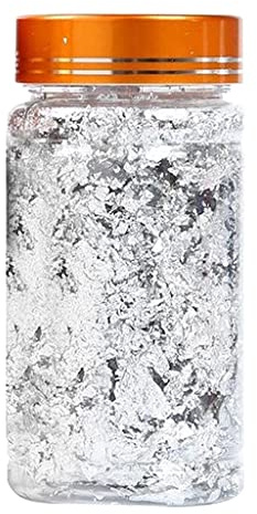 YsXoWiui Resin Metallfolie Bastelmaterial Nagelkunst Einzigartiger Glanz Vielseitig für Handwerk Möbeldekoration, 3g Silber