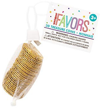 Partygeschenke - Goldene Schatzmünzen aus Kunststoff - 30er-Tüte, Gold