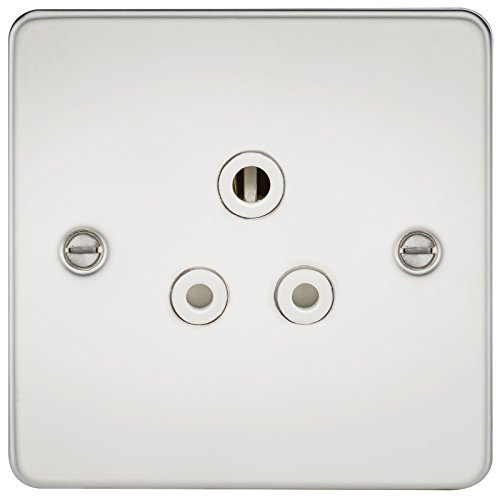 Knightsbridge FP5APCW FP5A FPAV5APCW Flat Plate 5A Unswitched Socket-Polished Chrome, 230 V, White Insert